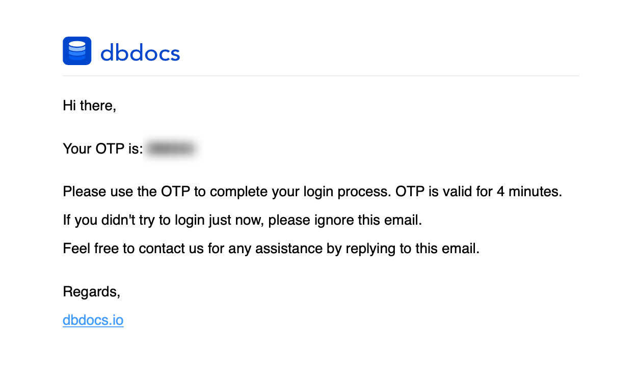 Login to dbdocs via OTP