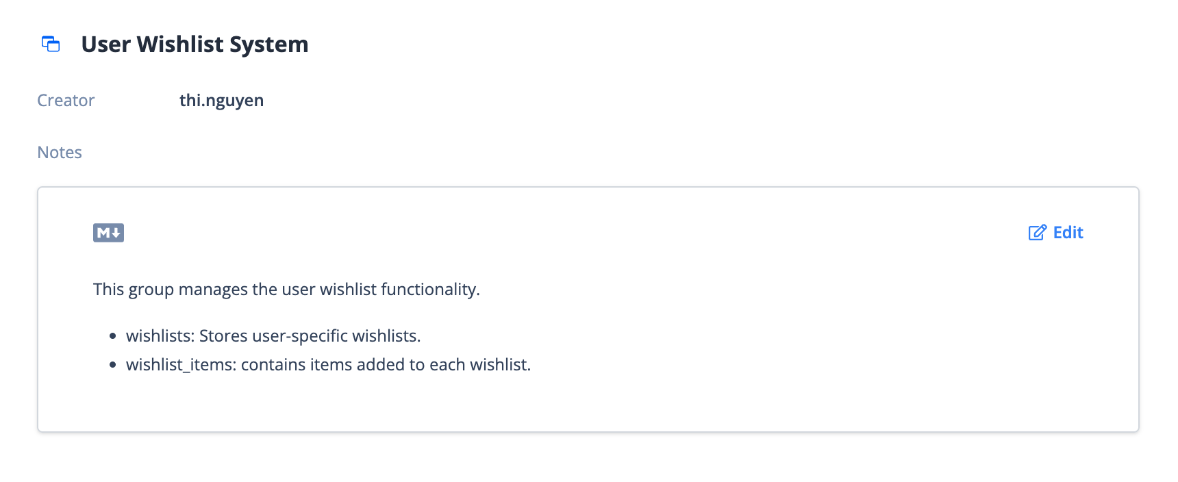 Add notes to table group